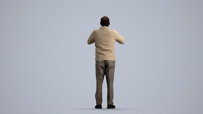 3D people model man business standing, scanned human for 3ds Max rendering, front view render