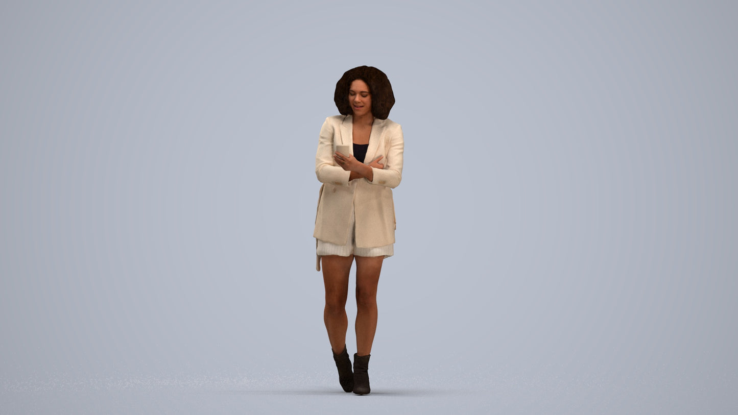 3D people model woman business standing, scanned human for 3ds Max rendering, standing pose render