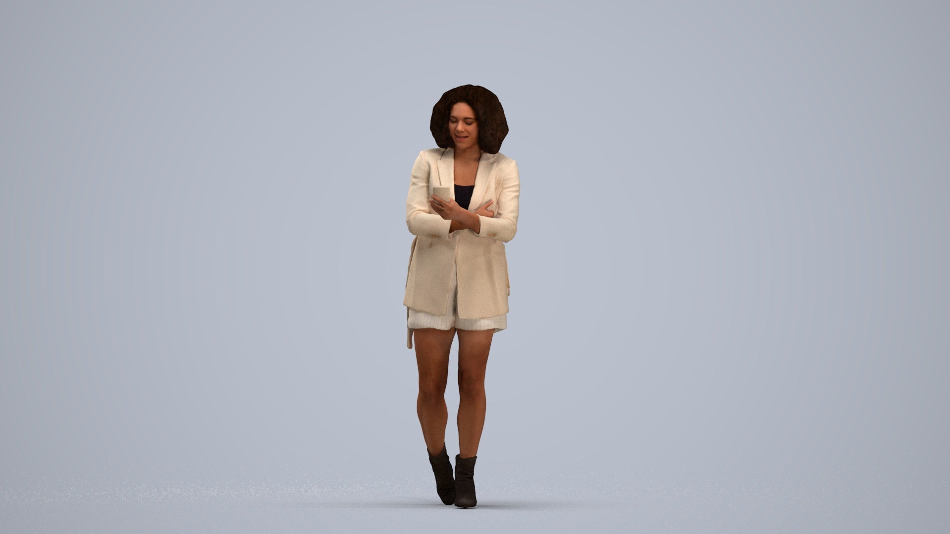 3D people model woman business standing, scanned human for 3ds Max rendering, standing pose render