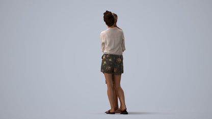 3D people model woman casual couple, scanned human for 3ds Max rendering, three-quarter view render