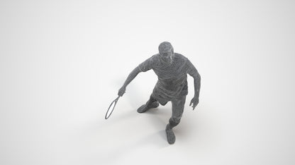 3D people model man sport, scanned human for 3ds Max rendering, wireframe three-quarter view