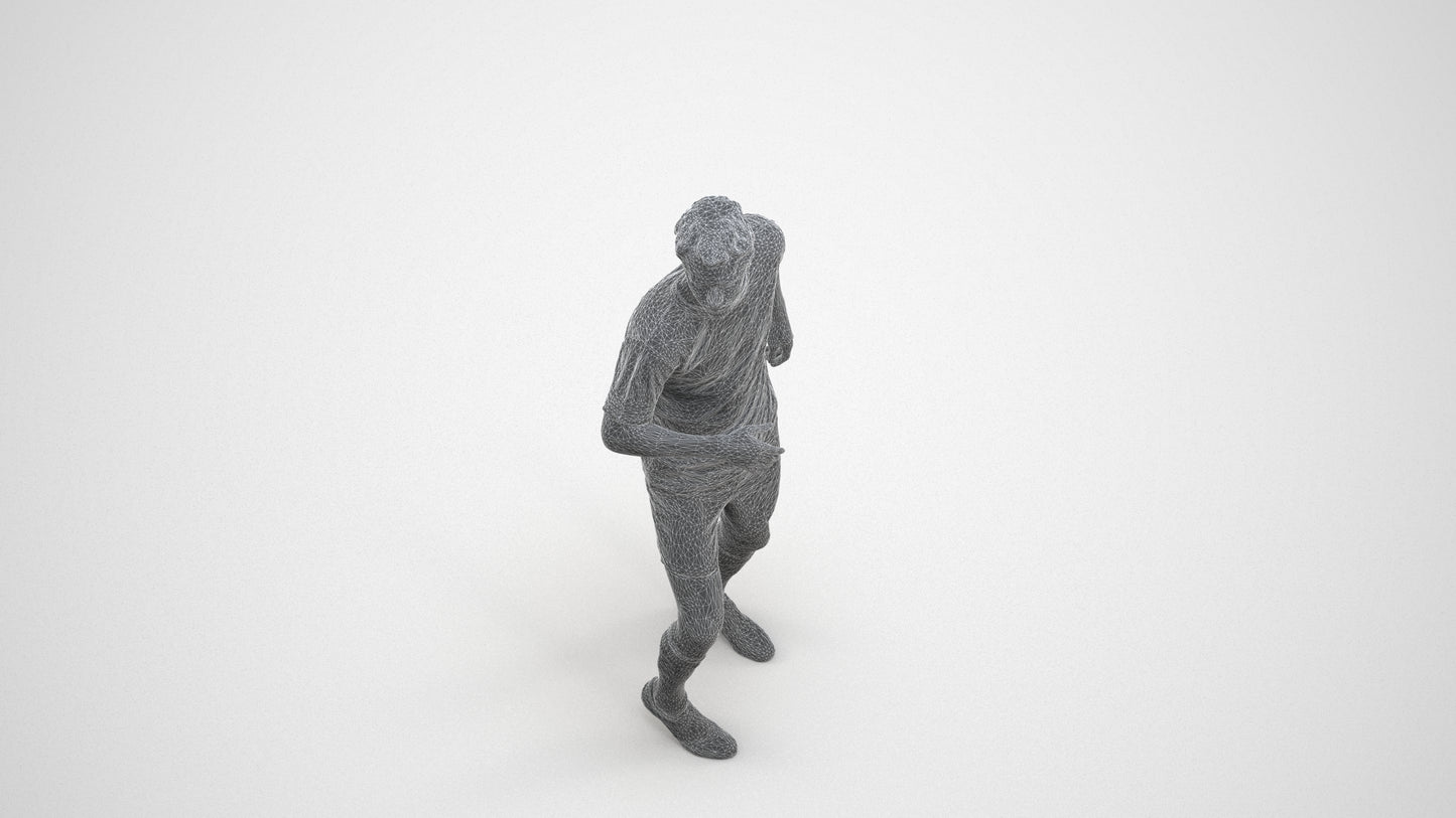 realistic 3D people man sport, render-ready for V-Ray and Corona, FBX OBJ, wireframe three-quarter view