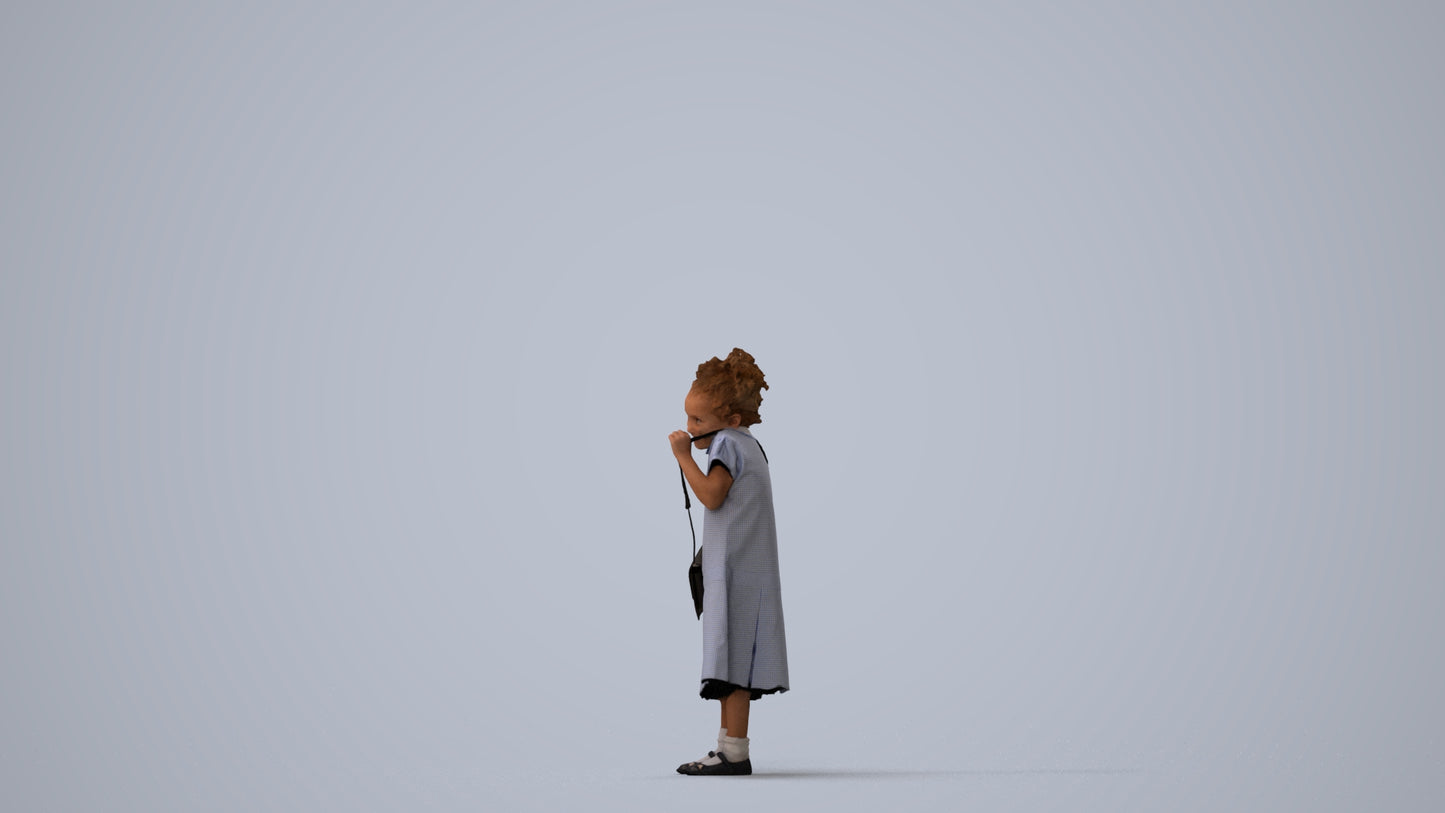 scanned 3D girl casual kids, photogrammetry people for Enscape and V-Ray, three-quarter view render