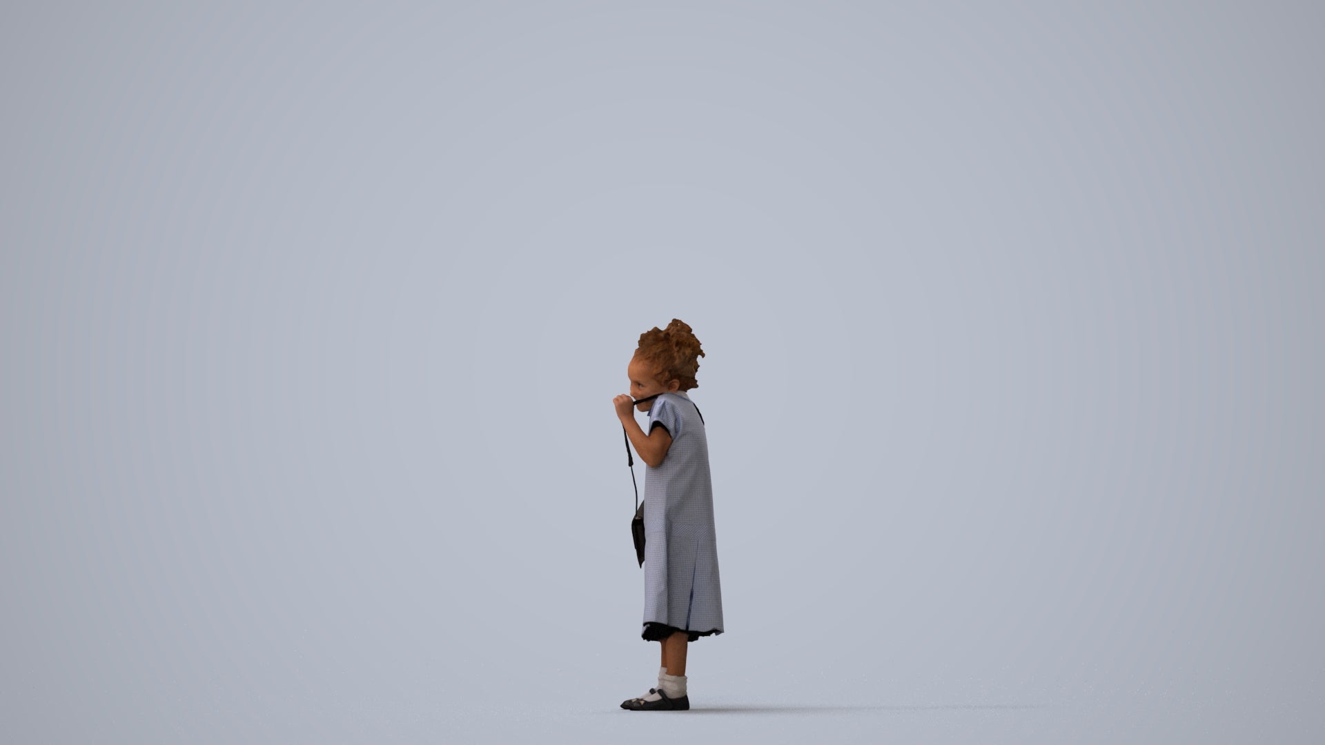 scanned 3D girl casual kids, photogrammetry people for Enscape and V-Ray, three-quarter view render