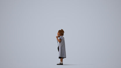 scanned 3D girl casual kids, photogrammetry people for Enscape and V-Ray, three-quarter view render
