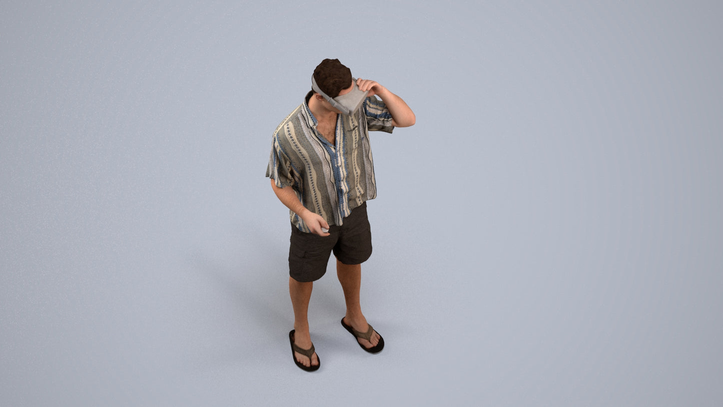 scanned 3D man casual standing, photogrammetry people for Enscape and V-Ray, back view render