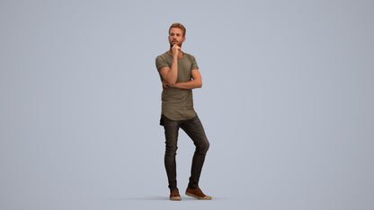 realistic 3D man casual standing, scanned archviz people for Blender and 3ds Max, standing pose render