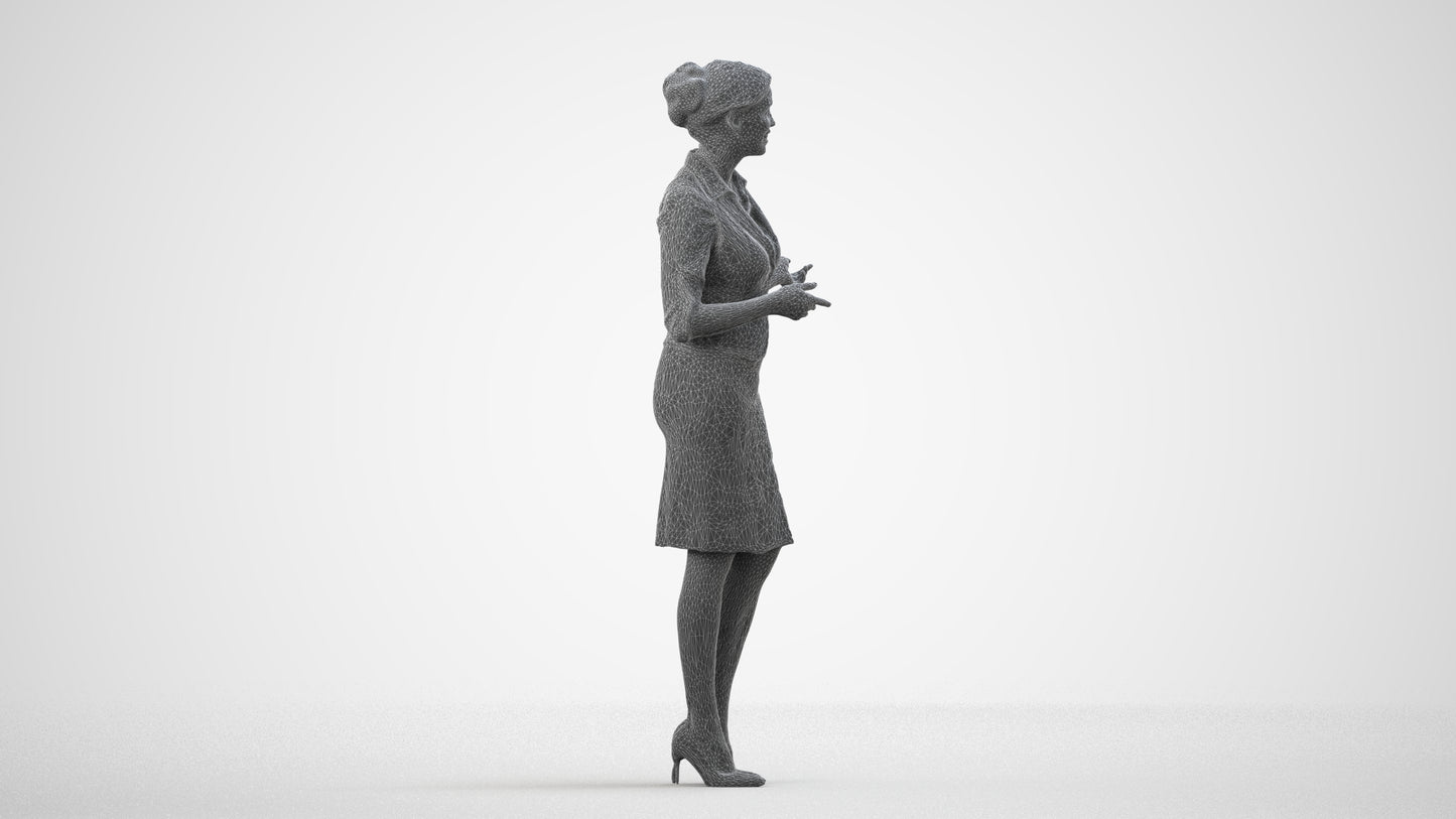 3D people model woman mix, scanned human for 3ds Max rendering, wireframe side view