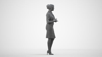 3D people model woman mix, scanned human for 3ds Max rendering, wireframe side view