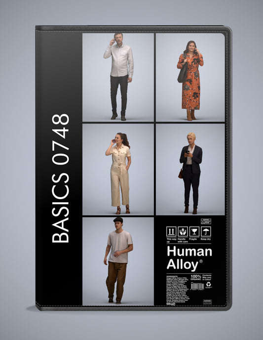 realistic 3D humans walking pack, 5 archviz people FBX OBJ for Blender