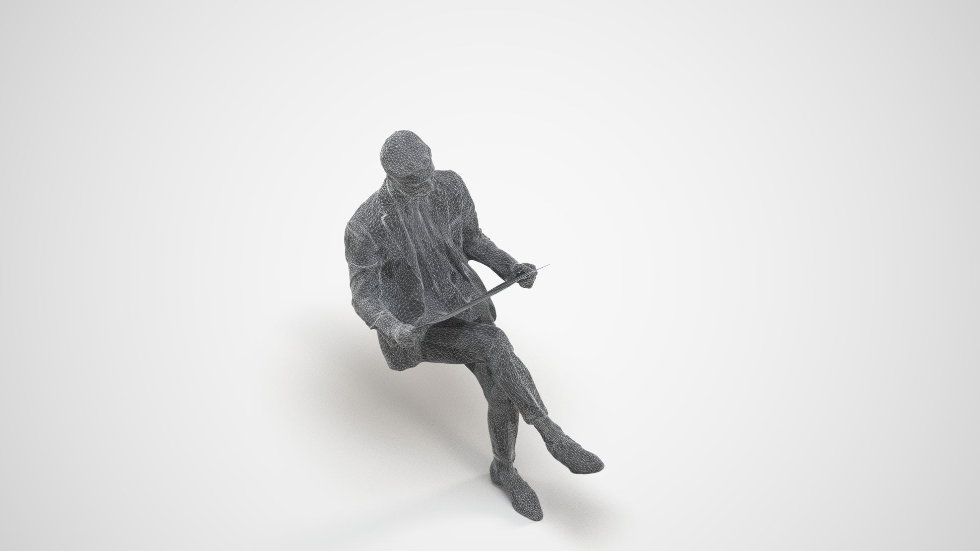 realistic 3D man business, scanned archviz people for Blender and 3ds Max, wireframe three-quarter view