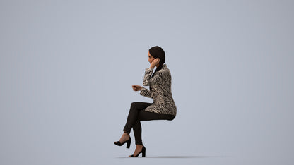 3D scanned woman business, photorealistic archviz people for Enscape and SketchUp, three-quarter view render