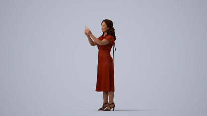 photogrammetry 3D woman casual standing, realistic human model archviz FBX, three-quarter view render