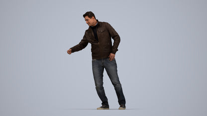 realistic 3D human man casual door, archviz people FBX OBJ for Blender, top-down view render