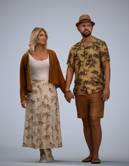 realistic 3D human woman couple, archviz people FBX OBJ for Blender