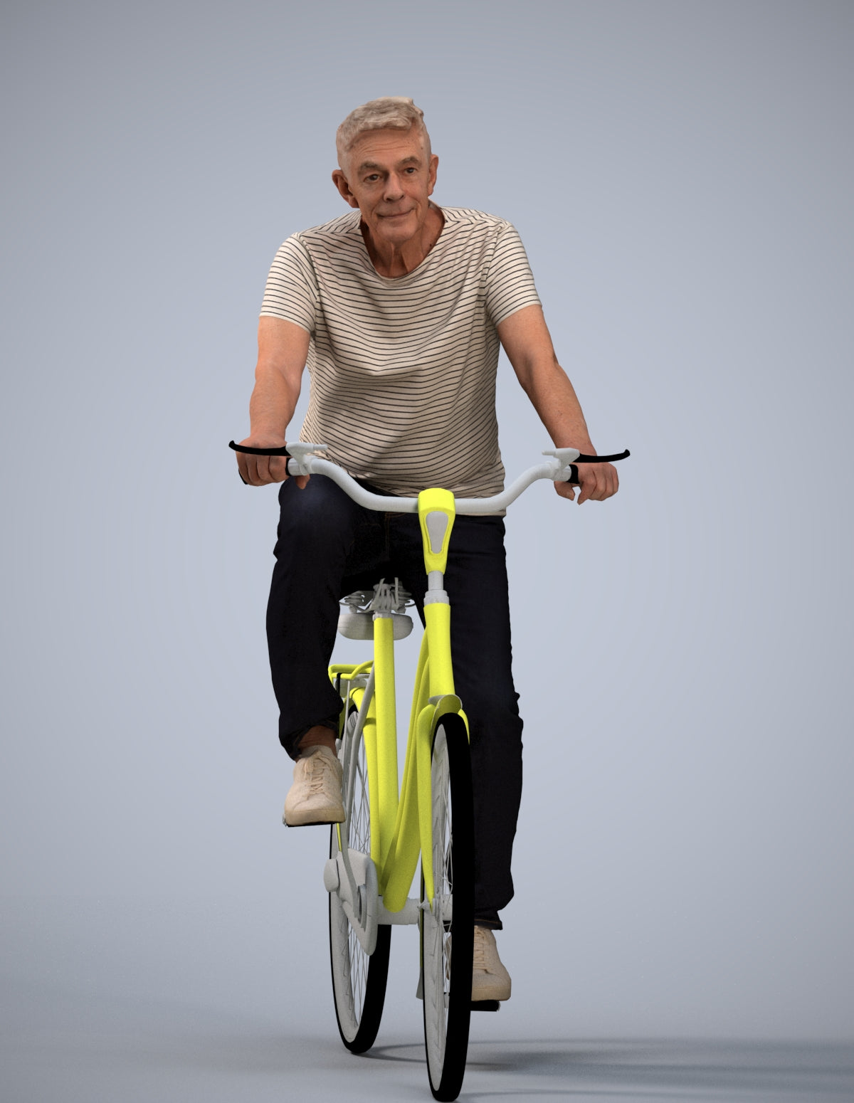 scanned 3D senior man casual cycling, photogrammetry people for Enscape and V-Ray