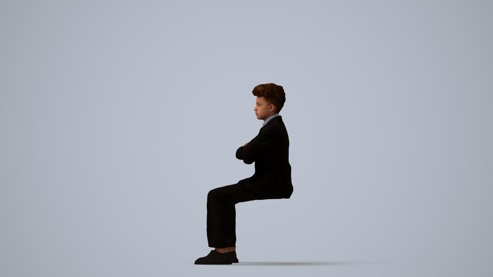 3D people model boy kids, scanned human for 3ds Max rendering, three-quarter view render