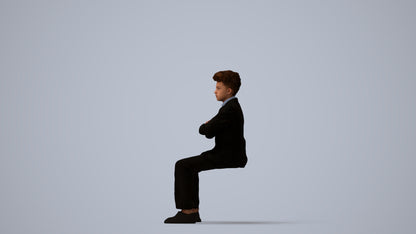 3D people model boy kids, scanned human for 3ds Max rendering, three-quarter view render