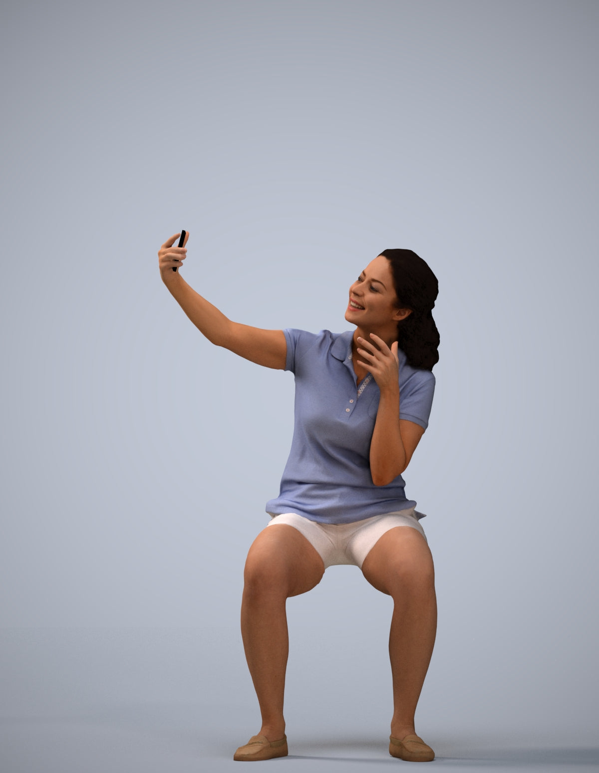 scanned 3D woman casual sitting, photogrammetry people for Enscape and V-Ray