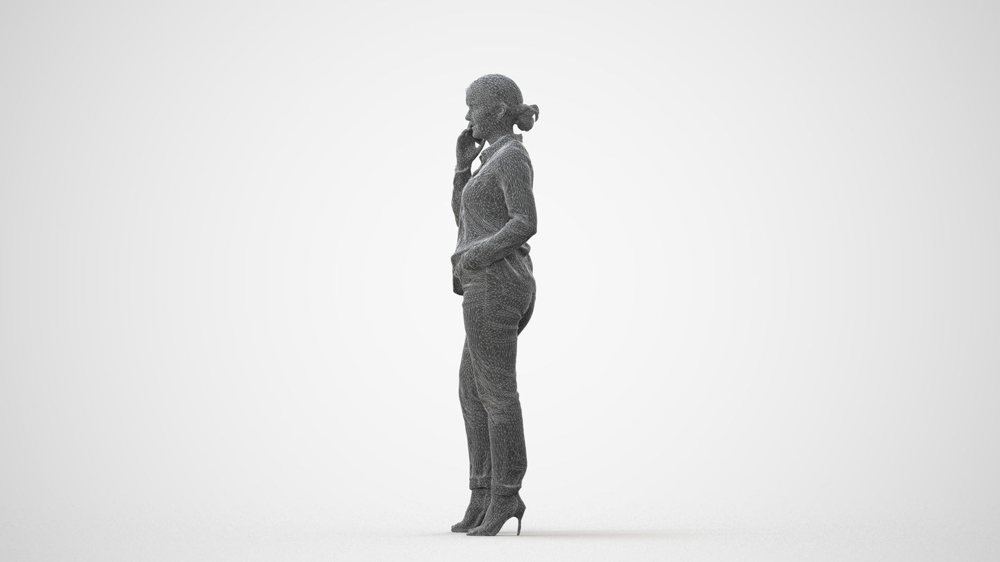3D scanned woman standing casual, photorealistic archviz people for Enscape and SketchUp, square thumbnail