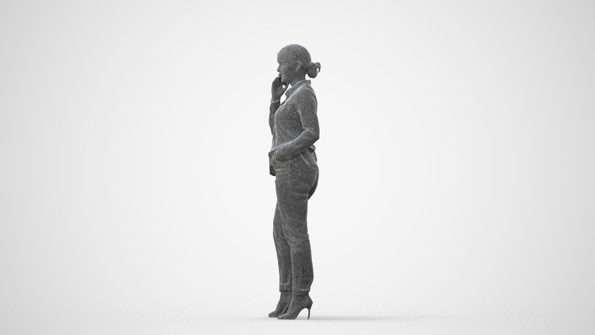 3D scanned woman standing casual, photorealistic archviz people for Enscape and SketchUp, square thumbnail