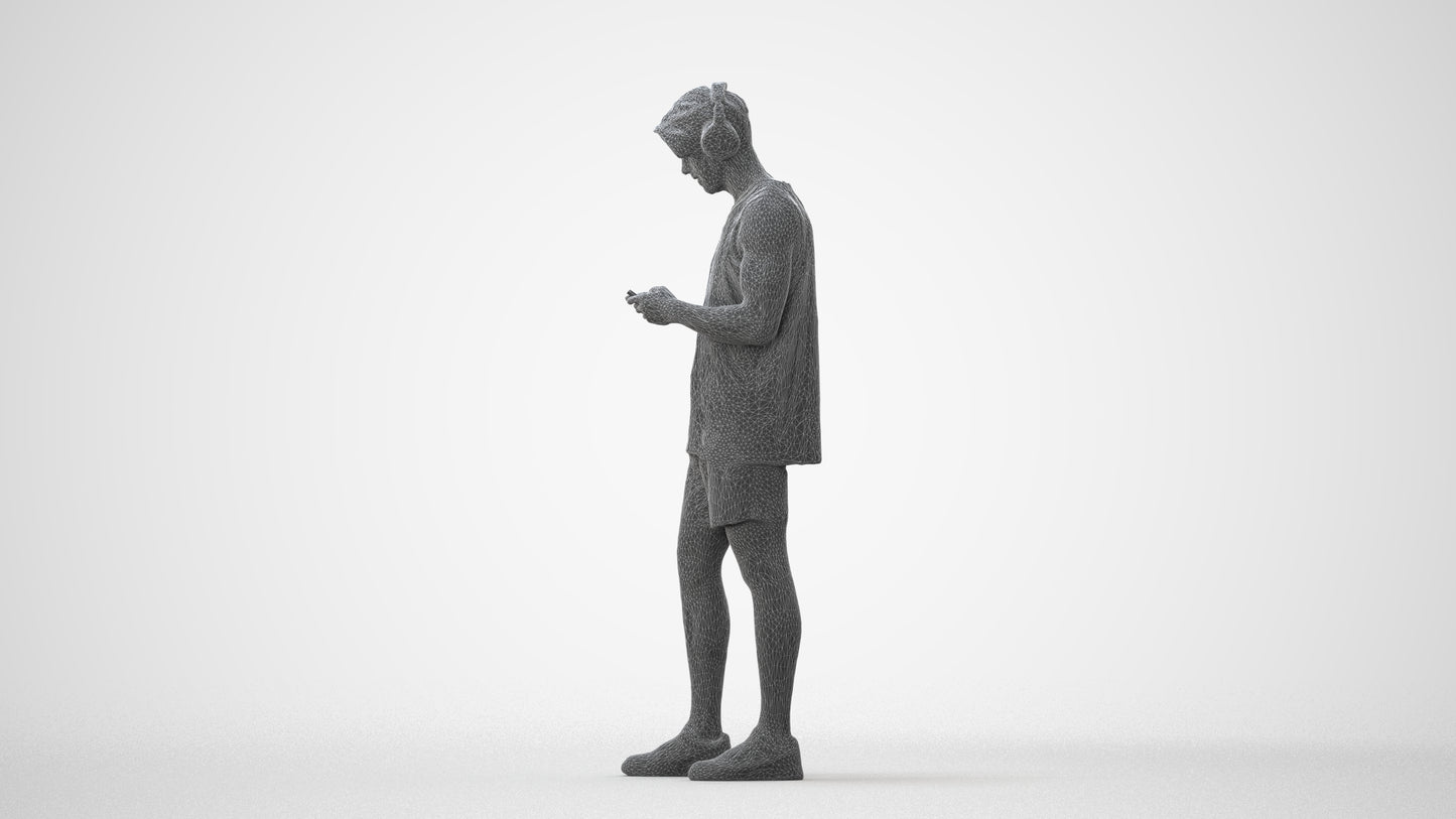 realistic 3D human man sport standing, archviz people FBX OBJ for Blender, square thumbnail
