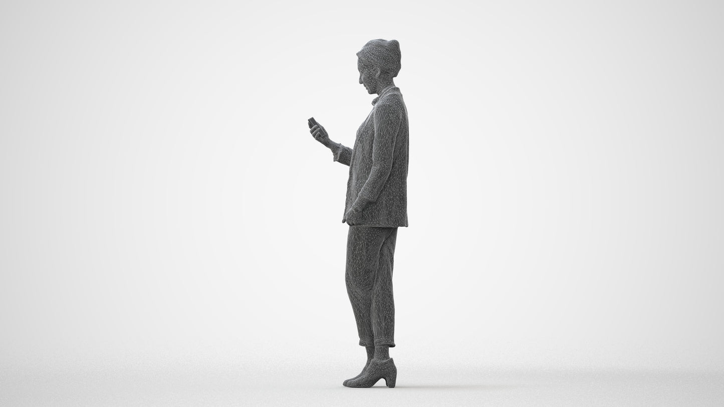 3D human model woman business, photogrammetry scanned person for archviz, square thumbnail