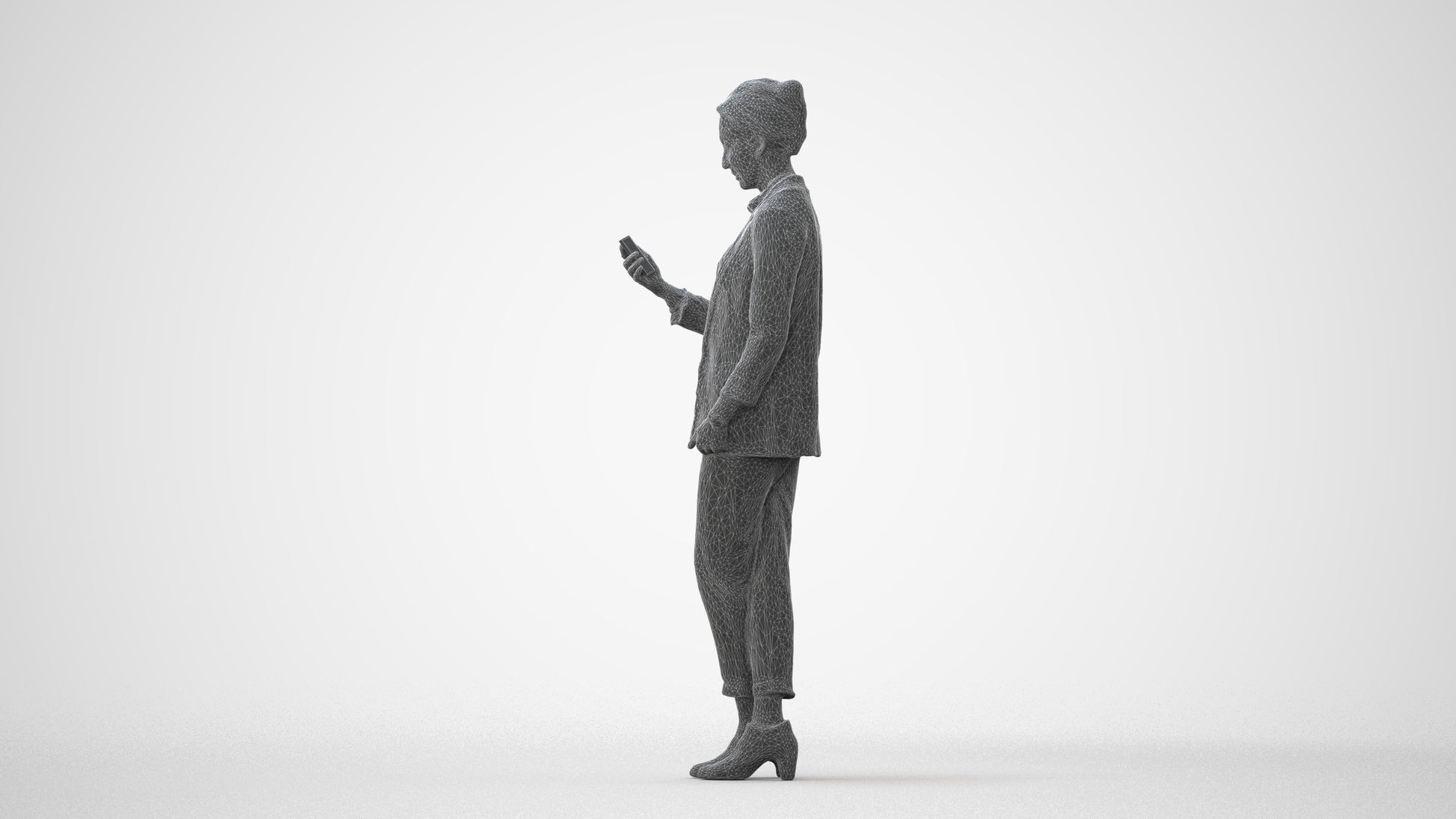 3D human model woman business, photogrammetry scanned person for archviz, square thumbnail
