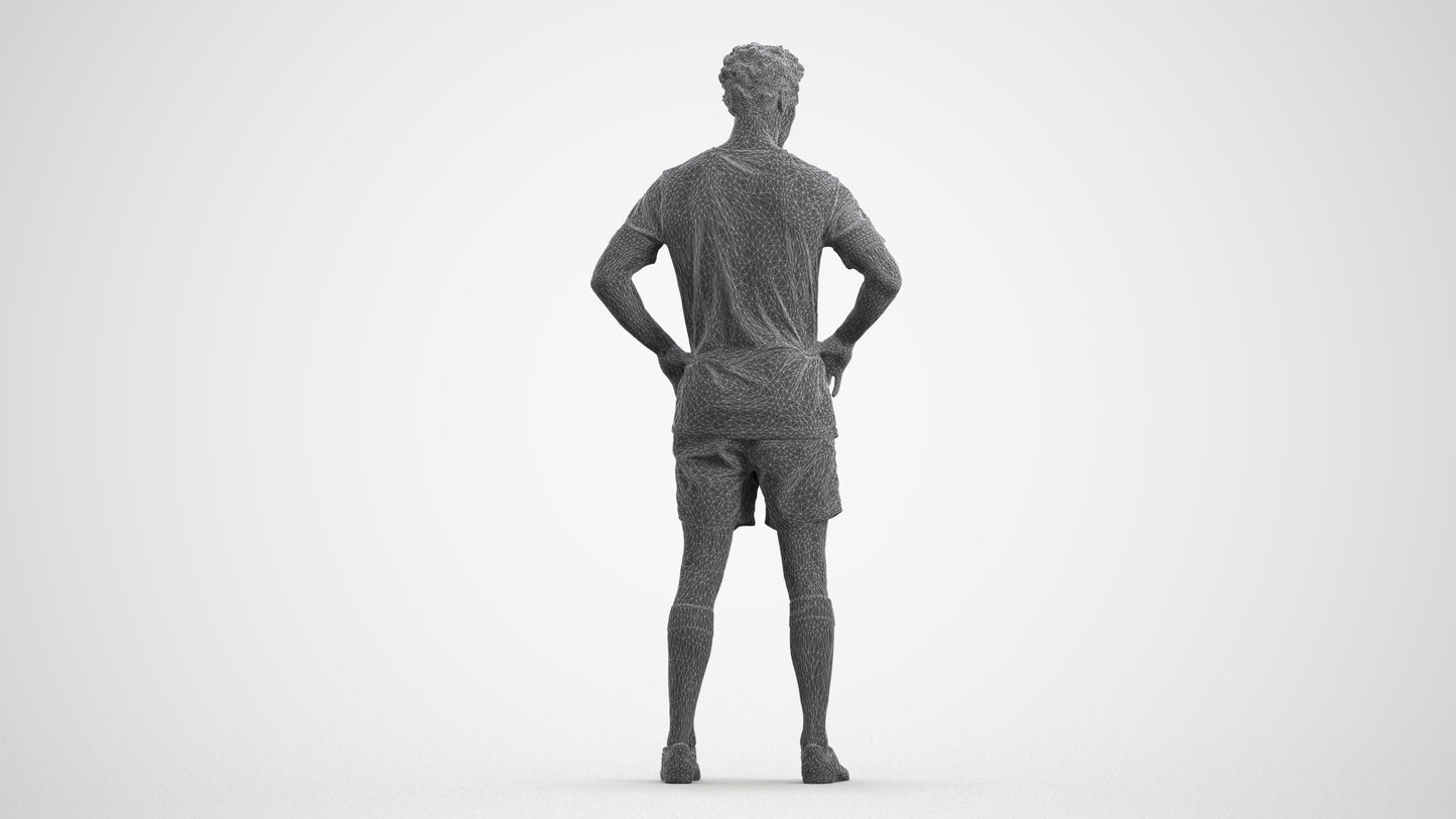 3D scanned man sport, photorealistic archviz people for Enscape and SketchUp, wireframe front view