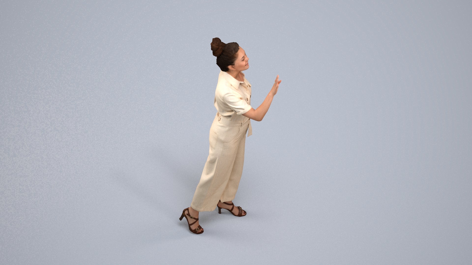 photogrammetry 3D woman business standing, realistic human model archviz FBX, back view render