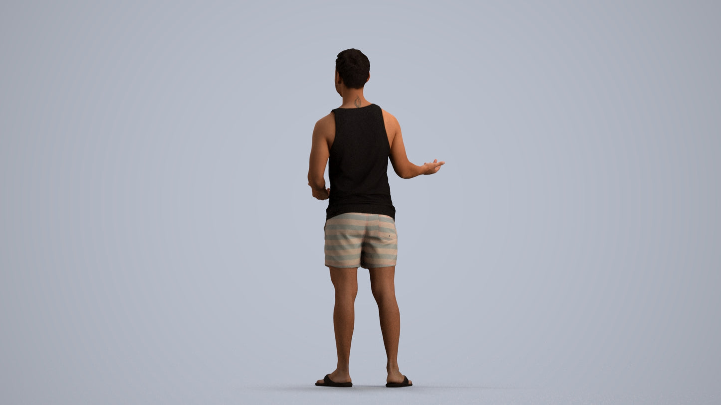 realistic 3D human man casual standing, archviz people FBX OBJ for Blender, front view render