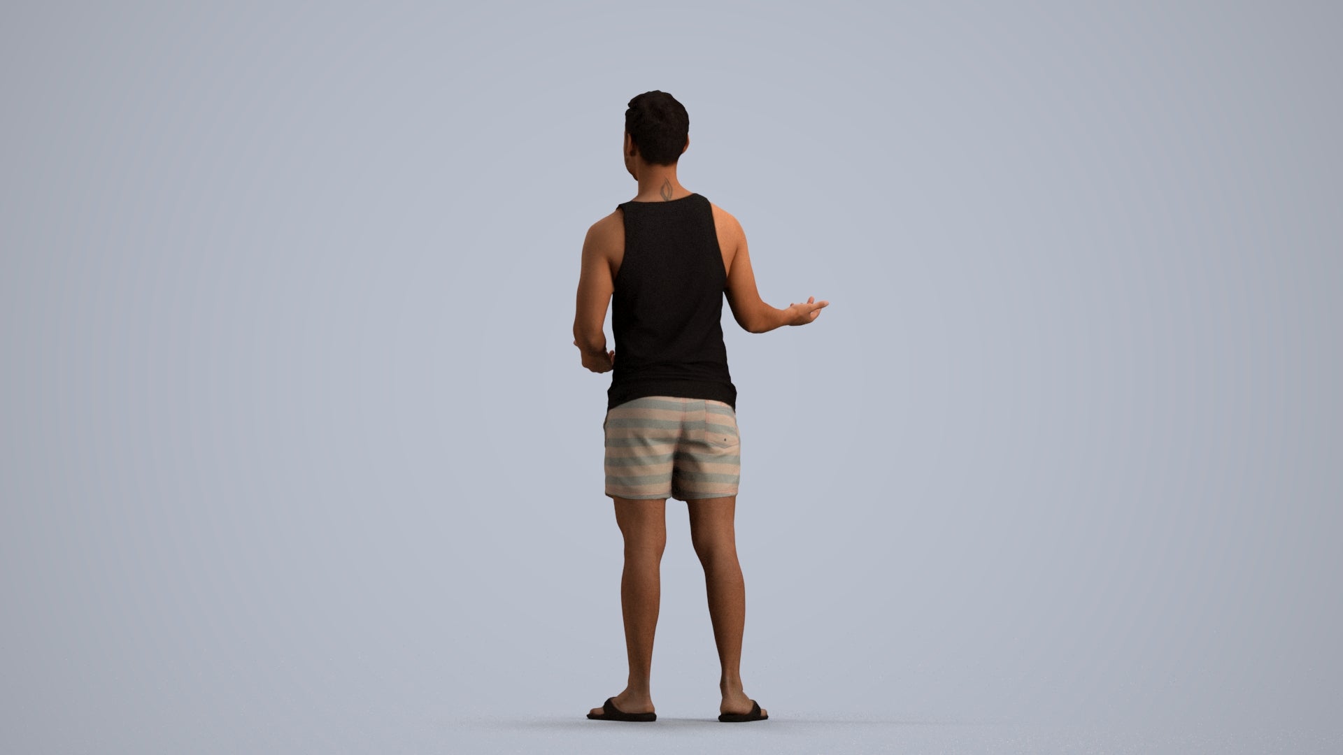 realistic 3D human man casual standing, archviz people FBX OBJ for Blender, front view render
