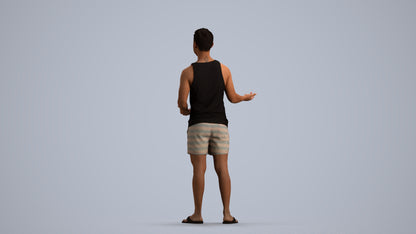 realistic 3D human man casual standing, archviz people FBX OBJ for Blender, front view render
