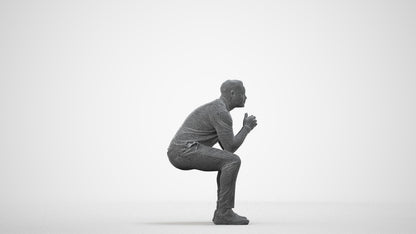 realistic 3D people man casual sitting, render-ready for V-Ray and Corona, FBX OBJ, wireframe side view