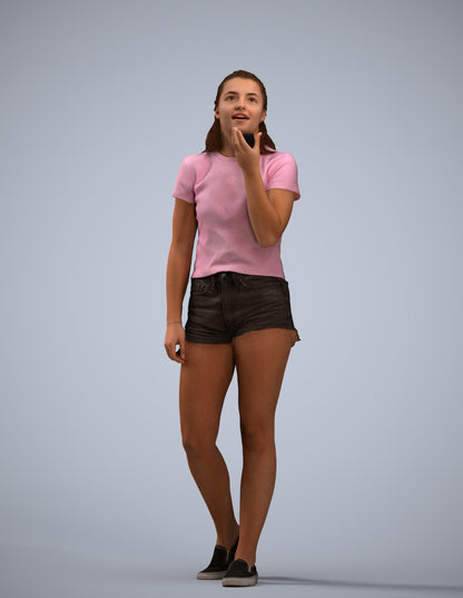 3D people model girl casual standing, scanned human for 3ds Max rendering