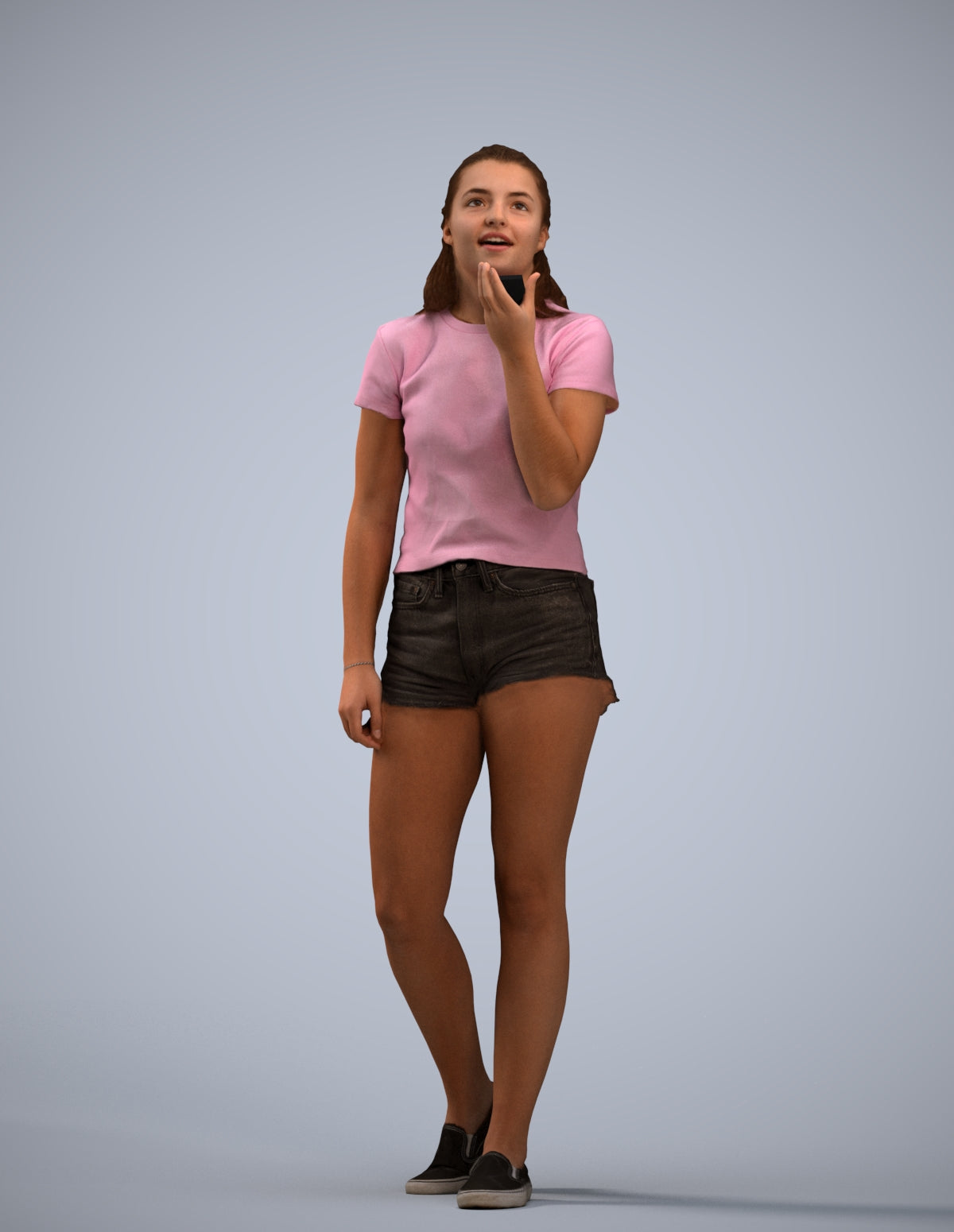 3D people model girl casual standing, scanned human for 3ds Max rendering