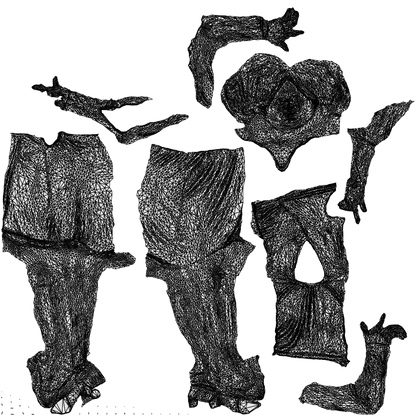 3D human model woman casual standing, photogrammetry scanned person for archviz, wireframe top-down view