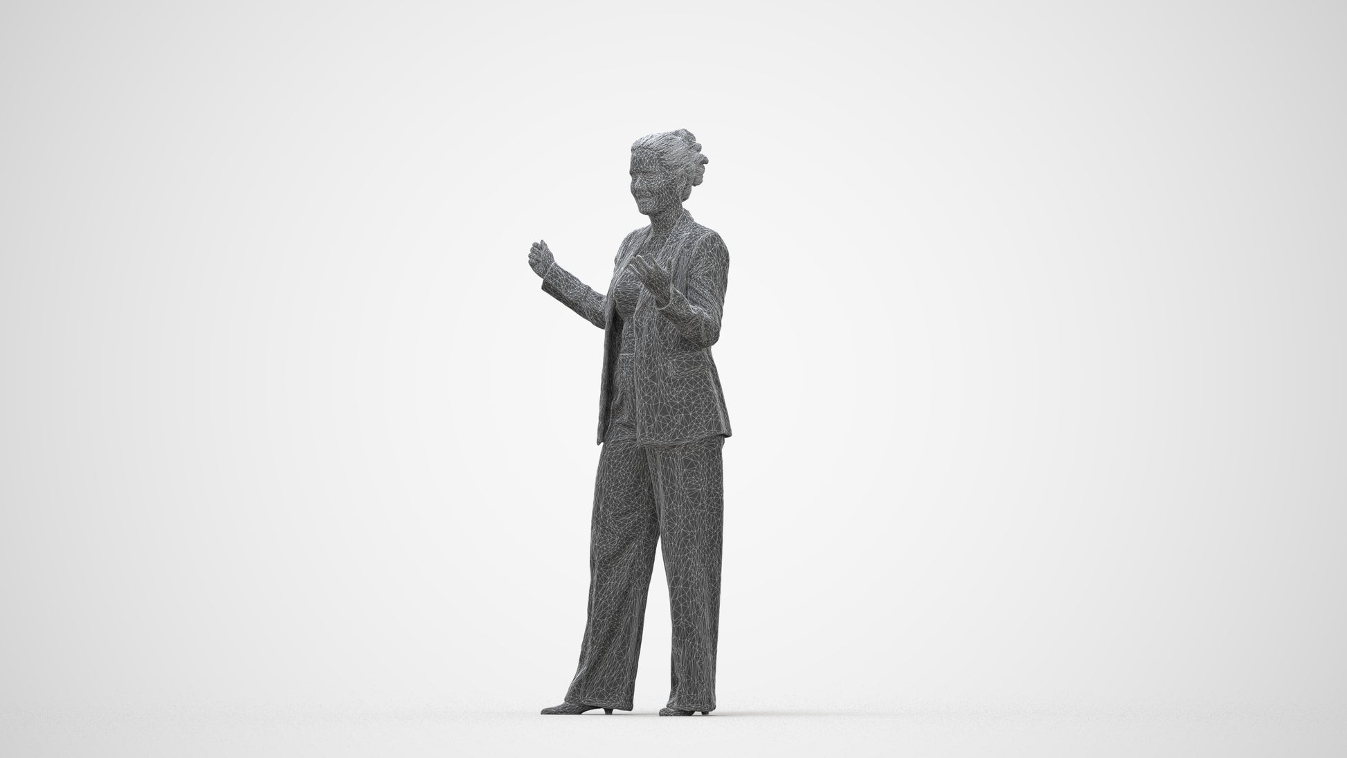 realistic 3D human woman business, archviz people FBX OBJ for Blender, wireframe back view