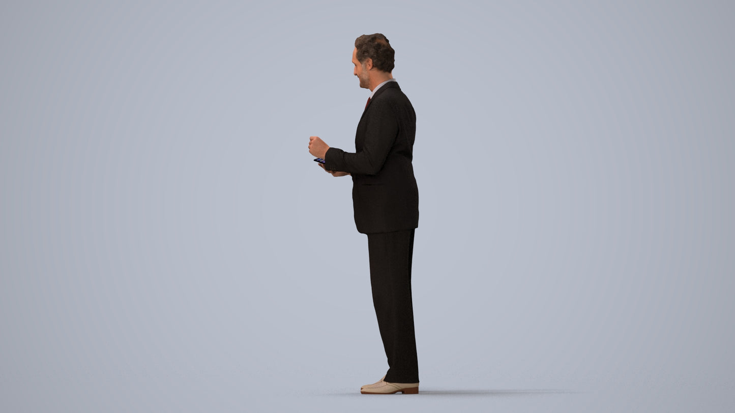 realistic 3D people man business, render-ready for V-Ray and Corona, FBX OBJ, three-quarter view render