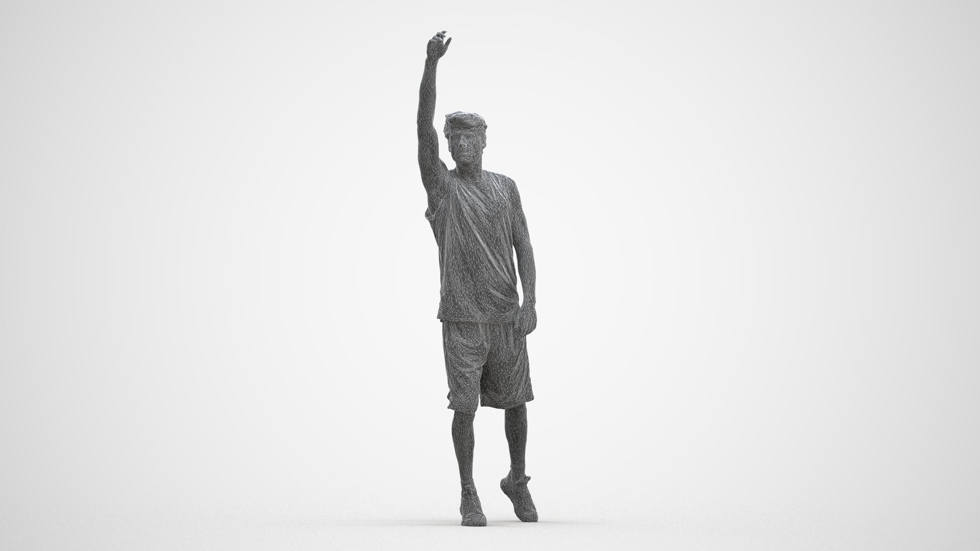 realistic 3D man sport, scanned archviz people for Blender and 3ds Max, three-quarter front view render