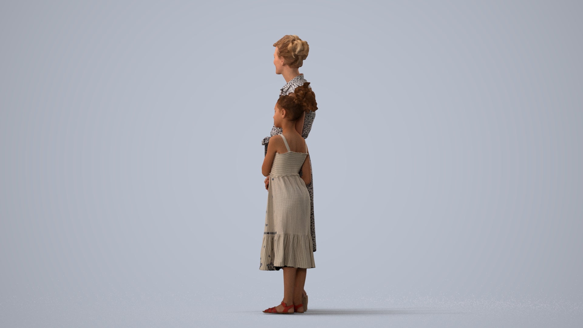 3D people model girl casual kids, scanned human for 3ds Max rendering, three-quarter view render