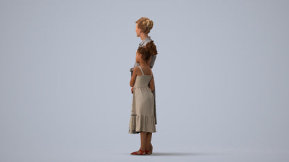 3D people model girl casual kids, scanned human for 3ds Max rendering, three-quarter view render