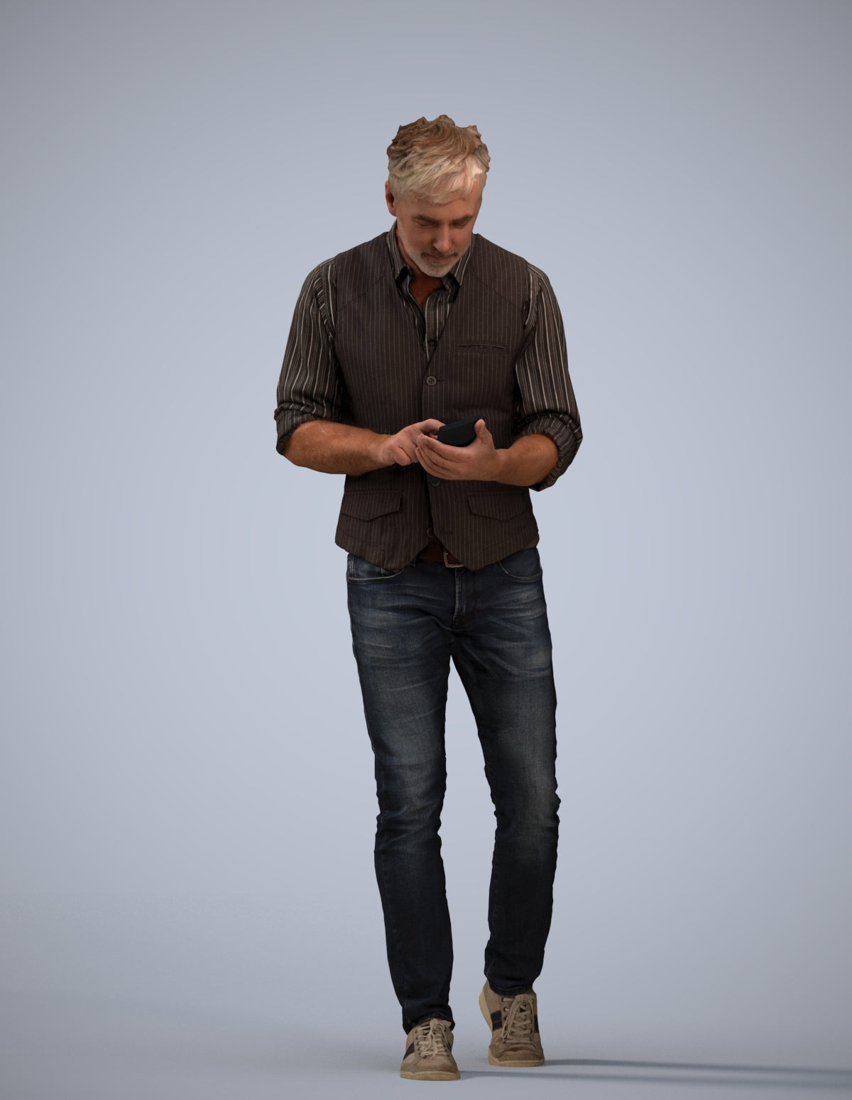 scanned 3D man casual walking, photogrammetry people for Enscape and V-Ray