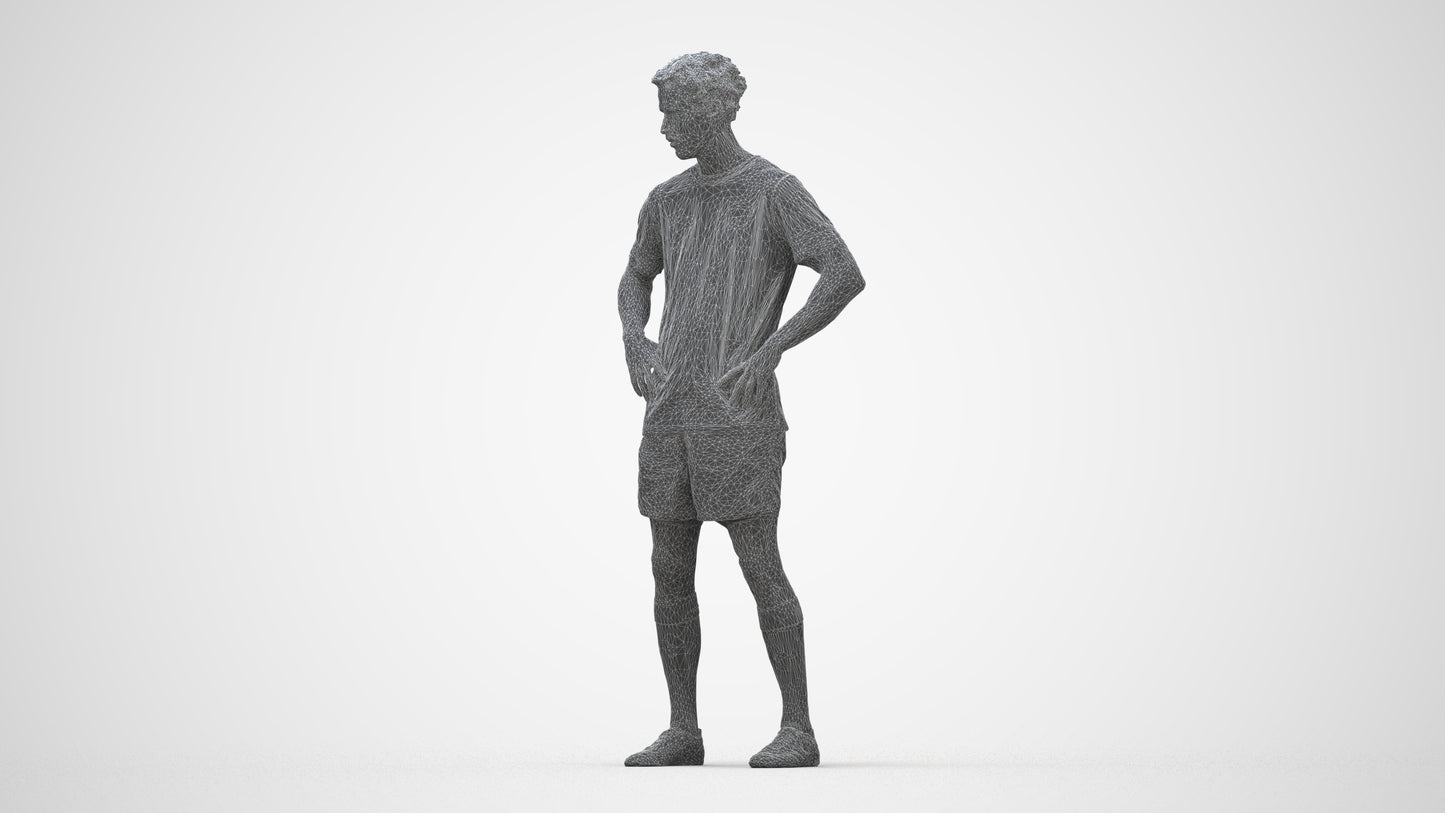 3D scanned man sport, photorealistic archviz people for Enscape and SketchUp, wireframe back view
