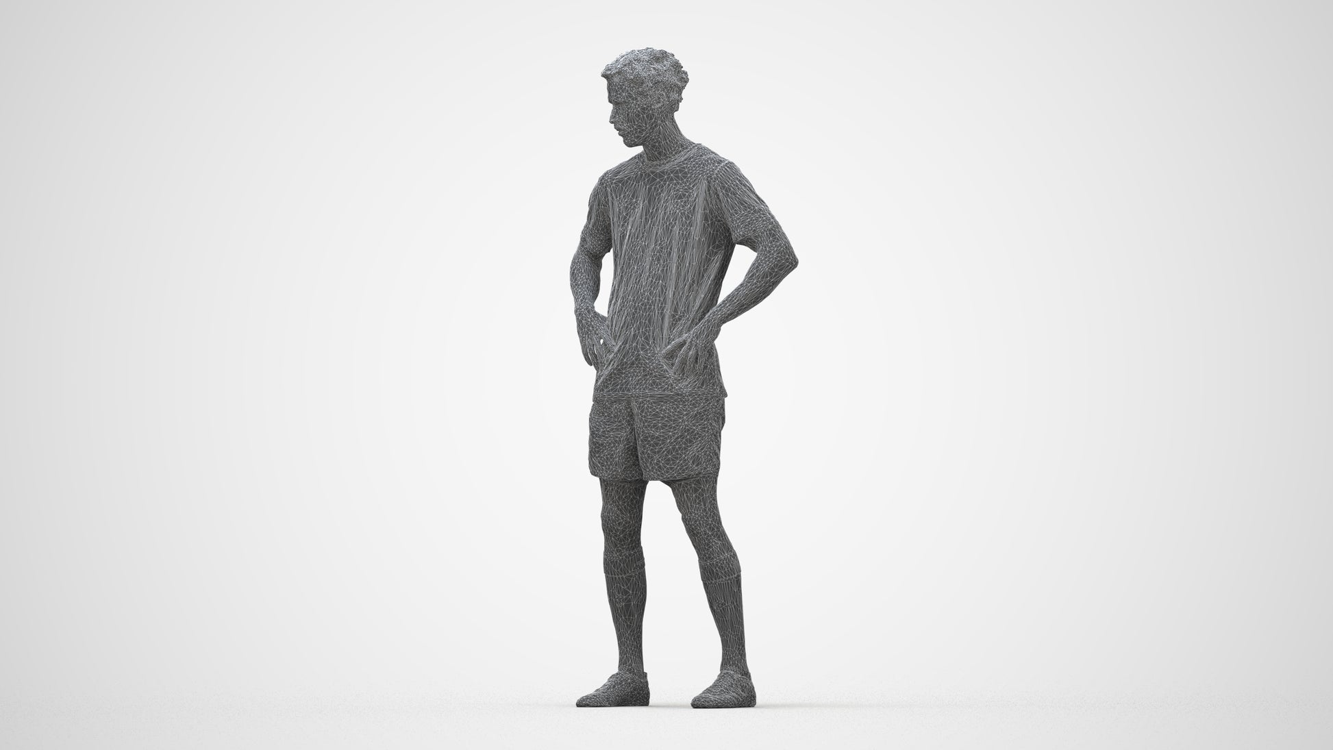 3D scanned man sport, photorealistic archviz people for Enscape and SketchUp, wireframe back view