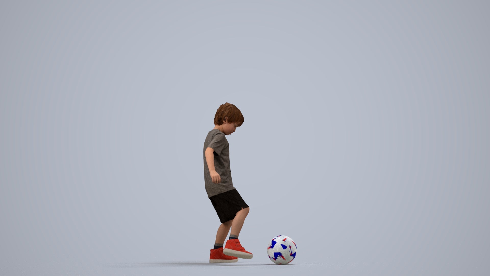 realistic 3D boy casual kids, scanned archviz people for Blender and 3ds Max, side view render