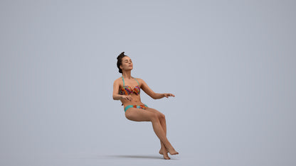 realistic 3D woman pool, scanned archviz people for Blender and 3ds Max, standing pose render