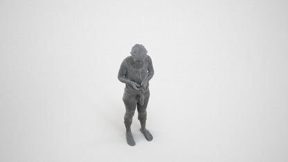 scanned 3D senior woman standing, photogrammetry people for Enscape and V-Ray, wireframe three-quarter view