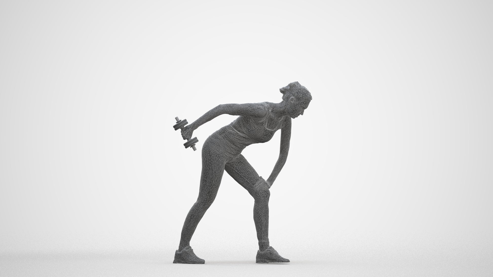 3D people model woman sport, scanned human for 3ds Max rendering, three-quarter front view render