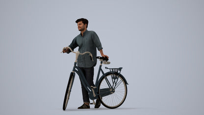 realistic 3D man casual sitting, scanned archviz people for Blender and 3ds Max, three-quarter view render